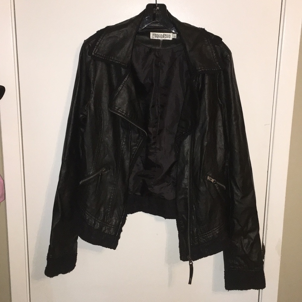 Black Monoreno PVC moto jacket (leather-look)